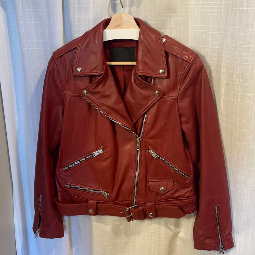 All saints Estae Biker Leather Jacket US 8 UK 12